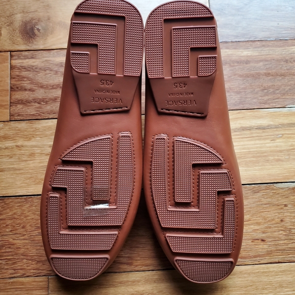New Versace Greca Brown Leather Calfskin Driver Loafers Size 10.5 (EU 43.5) - Picture 11 of 12